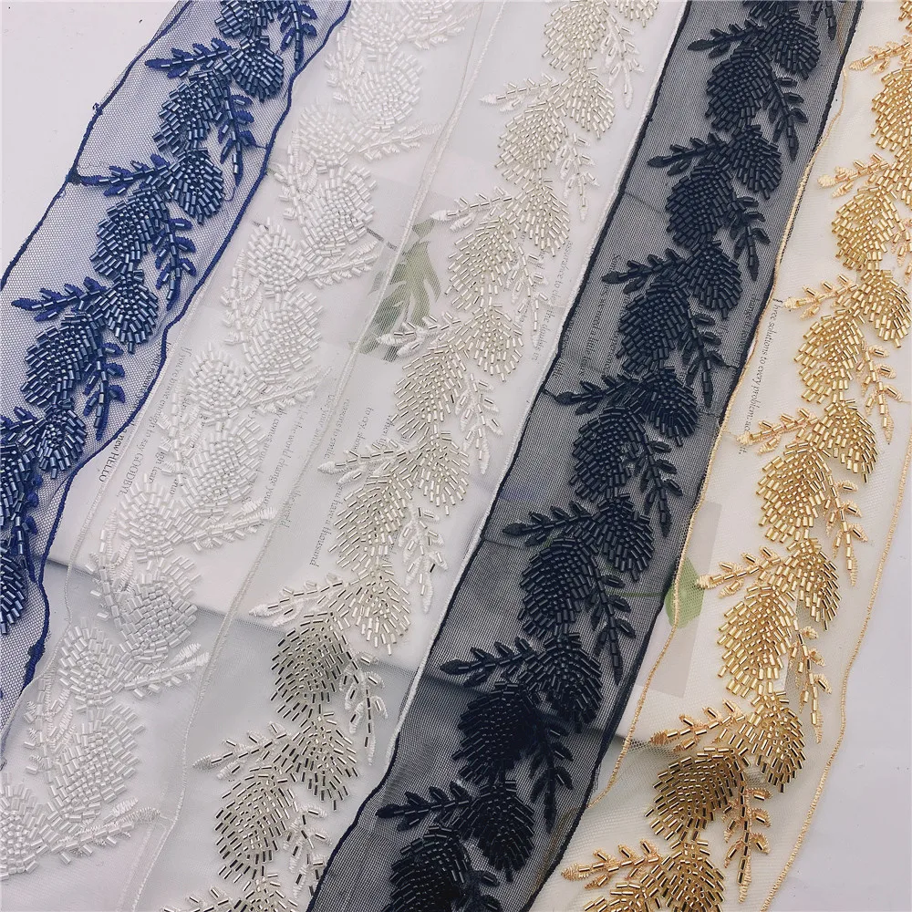 Branch design Beaded & Embroidered  Trim for Bridal Wedding  craft for diy garment