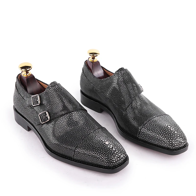 weitasi new arrival rare  Pearl fish skin  Men shoes  manual  men formal  shoes leather sole shoes male shoes