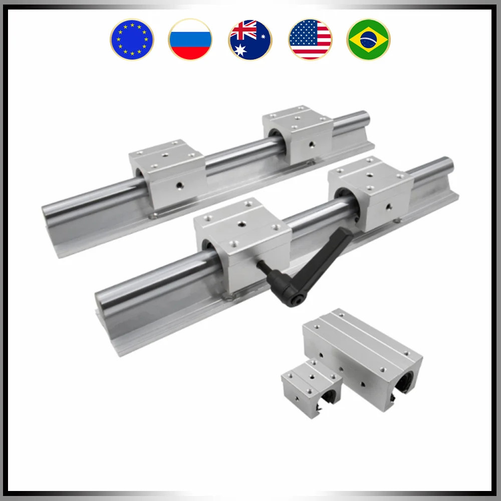 Linear support rails  2 pcs SBR20 linear guides + 4pcs SBR20UU / SBR20LUU block bearings +2pcs lock wrench for CNC Router