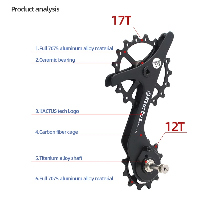 Bicycle Rear Derailleur Pulley 17THA Ceramic Pulley Wheel for SHIMANO R7000 11v Jockey Wheel Carbon Fiber Cage MTB Bike Parts