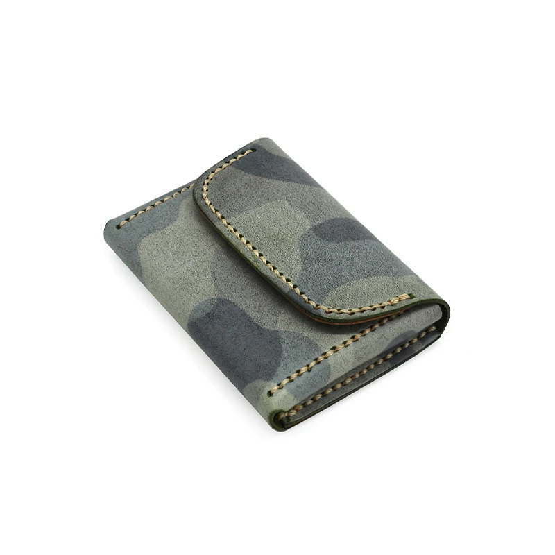 Credit Card Purses Genuine Leather Luxury Handmade Camouflage Storage Coin Pouch Hasp Wallet Cowhide Money Bag