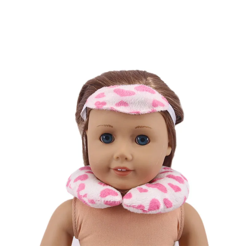 Doll  Clothes U Pillow Eye Mask  for 18 Inch Americian&43cm  Born  Baby Doll Daily Wear Cute Bear Sleeping Accessories