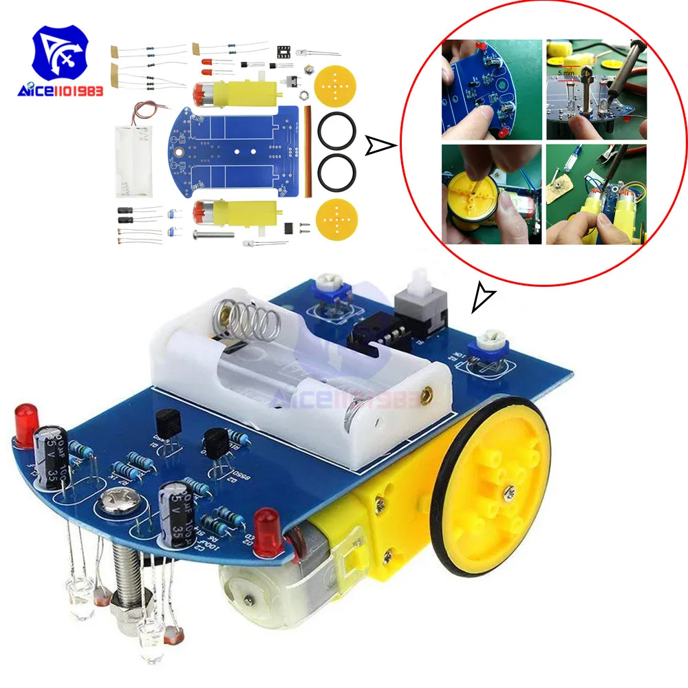 Diymore D2-1 Diy Kit Intelligente Tracking Line Smart Car Kit Voor Arduino Reflectie Optische Switch Robot Auto