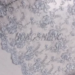 Silver white car bone embroidery lace fabric dress high-end tablecloth fabric