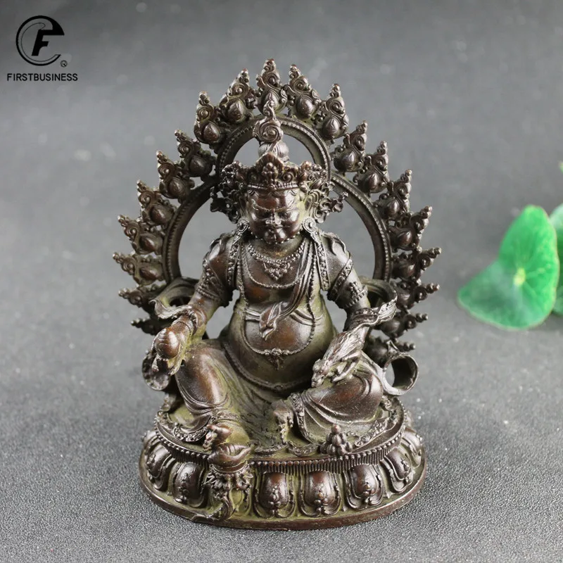 Antique Bronze Buddha Statue Desk Ornament Home Decoration Craft Accessories Metal Chinese God Of Wealth Sculpture Vintage Decor