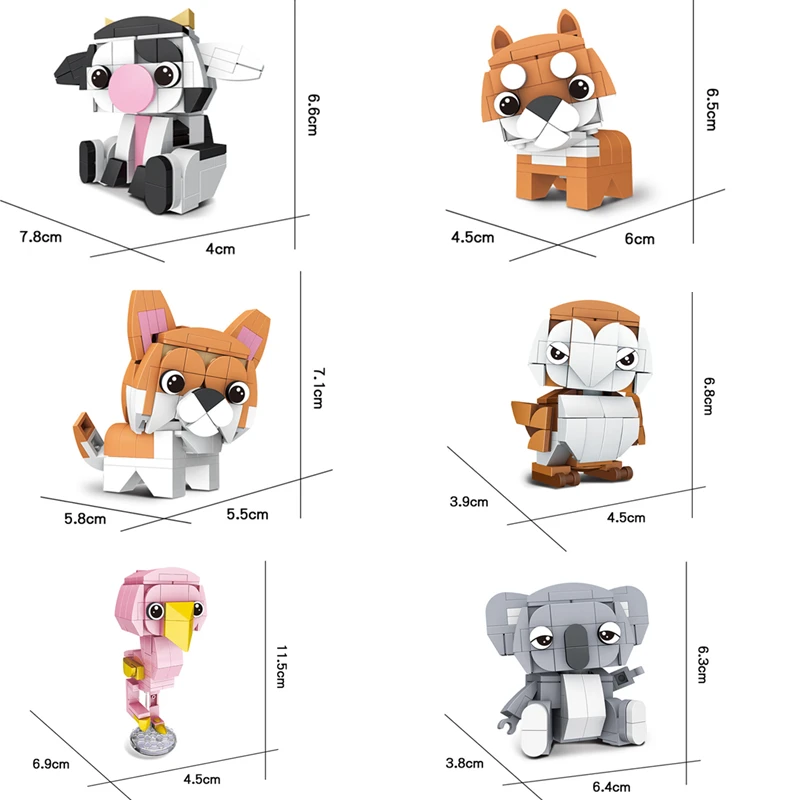 Ideas Animals Series Dog Bear Chickens Parrot Penguin Koala Cow Flamingo Owl Building Blocks Model Sets Bricks Classic Movie Toy