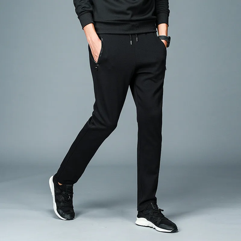 MRMT 2024 Brand New Men's Trousers Cotton Slacks Male Big Yards Cultivate Pure Color Knit Black Pants for Male Straight Trousers