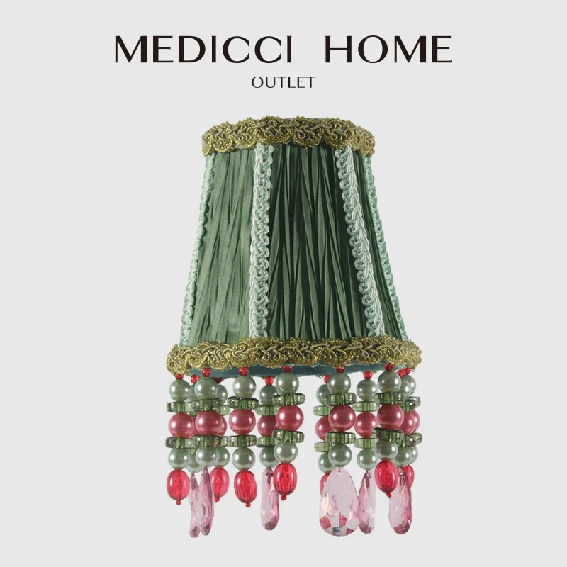 Medicci Home Decorative Handmade Lamp Shade Ethnic Bohemia Style Emerald Green Living Room Bedroom Cloth Lampshades With Tassels