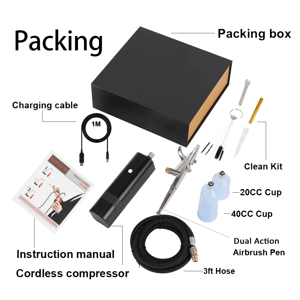 HHC Set di aerografi Wireless di tipo Tirgger aggiornato compressore ad alta pressione pistola a spruzzo a doppia azione arresto di avvio automatico per trucco artistico