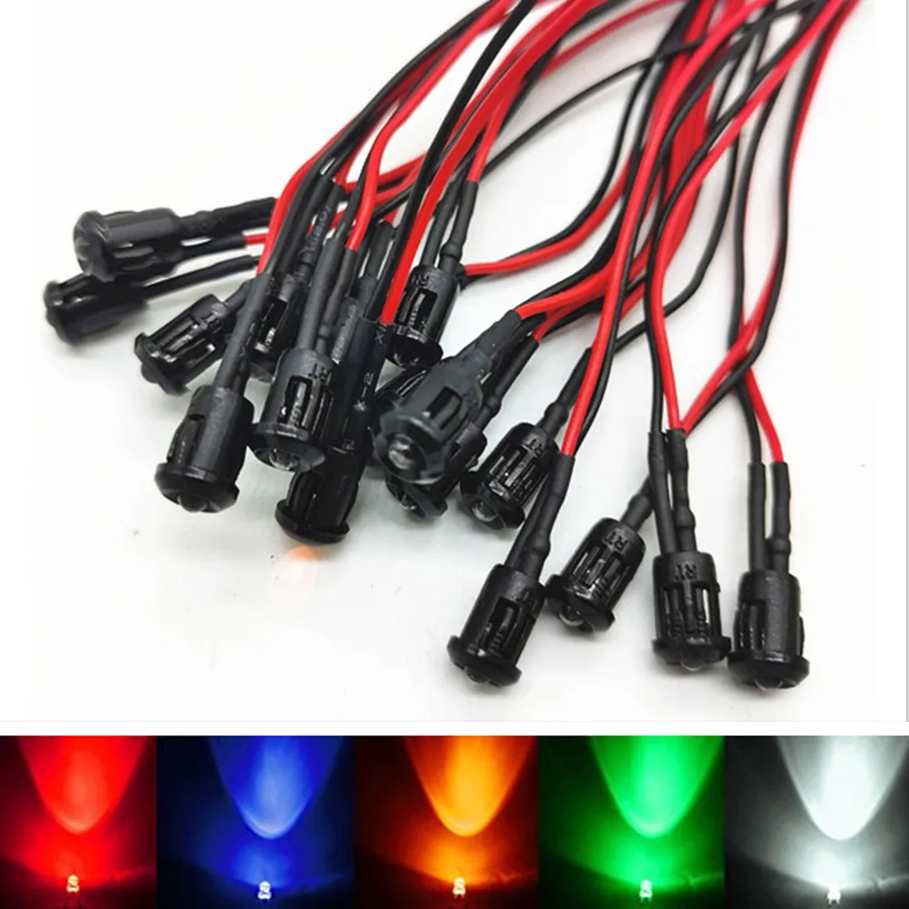 10-100pcs/lot DC 12V LED Diodes 20cm Pre Wired 5mm LED Light Lamp Bulb Prewired Emitting Diodes For DIY Home Decoration