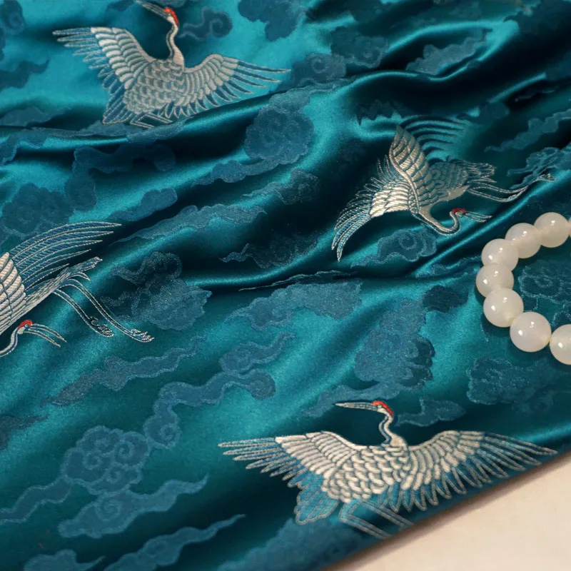 Crane Style Jacquard Brocade Damask Fabric for Coat Curtain Table Cloth Sofa Cushion Upholstery Patchwork DIY Cloth