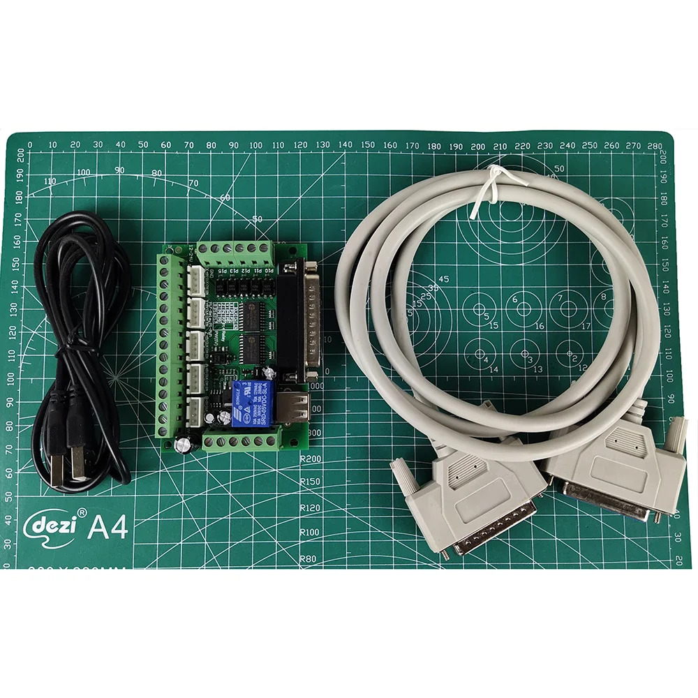 MACH3 engraving machine 5-axis CNC control board, with optocoupler, motor drive controller, with 25-pin parallel port USB cable