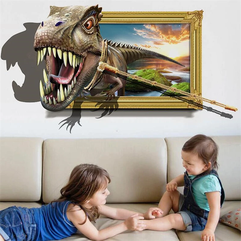 Hot 3D dinosaur wall sticker  home decoration jurassic period animal movie poster wall stickers for kids rooms Movie poster