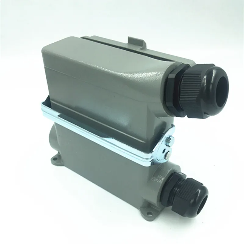 Heavy-Duty Connector 24-Pin รูปสี่เหลี่ยมผืนผ้าซ็อกเก็ตพื้นผิวกันน้ำปลั๊กพร้อมฝาครอบ HDC-HE-024-3DB