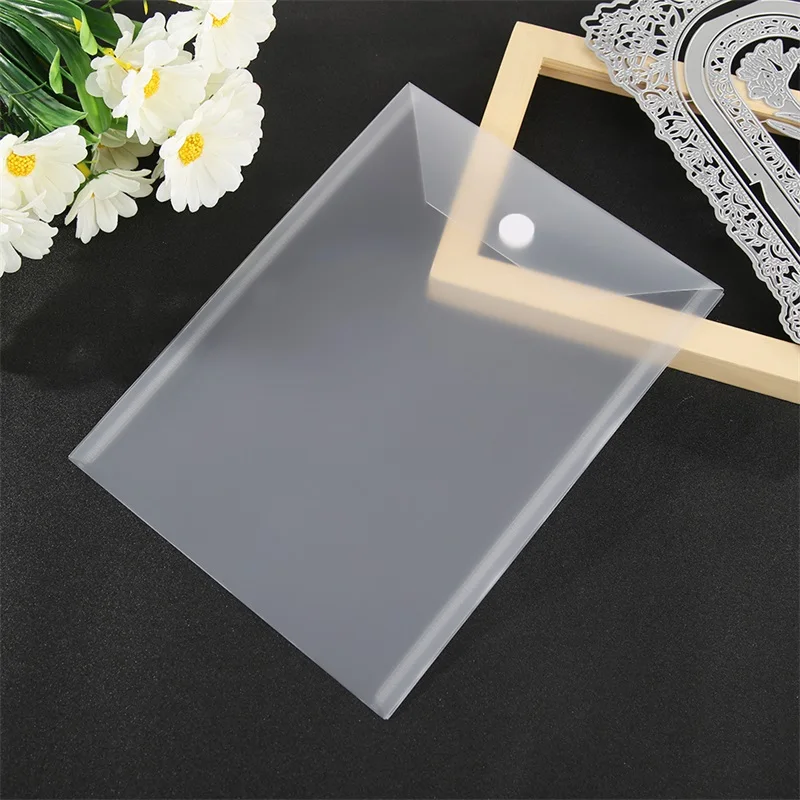 10pcs/set 15*13cm /18*24cm Transparent Plastic Folder Bags With Fastener For Storing Cutting Dies Stamps Embossing Template