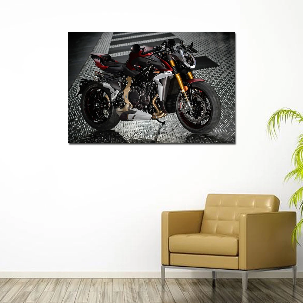 Canvas Painting MV Agusta Brutale 1000 Serie ORO Sport Motorcycle Poster Wall Art Picture for Living Room Bedroom Decor