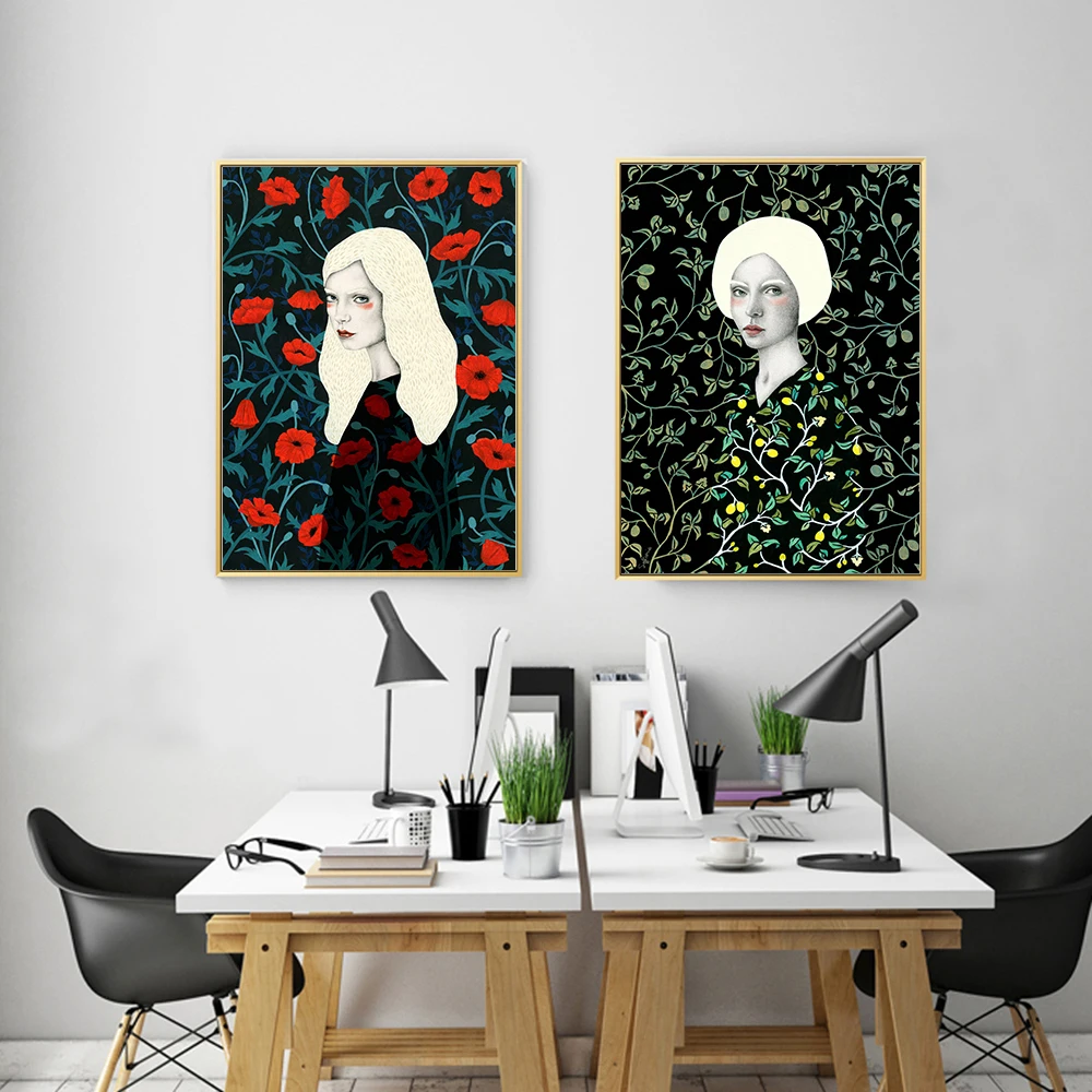 

Illustration Posters Woman Quadro Canvas Painting Print on Canvas Nordic Art Picture for Living Room Home Decor No Frame