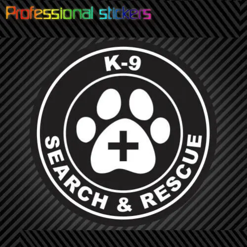 K-9 Search and Rescue with Paw Cross Sticker Die Cut Vinyl K9 Dog Canine Stickers for Car, RV, Laptops, Motorcycles