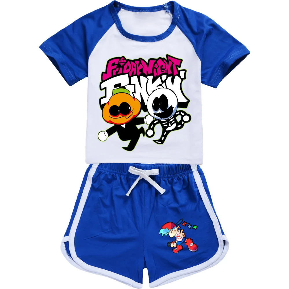 T-shirt per bambini Set Friday Night Funkin 3d Fashion pantaloni a maniche corte per ragazzi e ragazze 2 pezzi 4y-12y pigiama traspirante