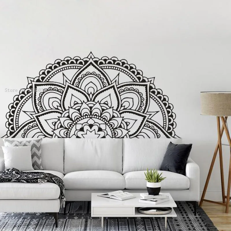 Half Mandala Flower Wall Sticker Bedside Decoration Headboard Vinyl Decal Cool Style Wallpaper Mandala Art Murals YL003