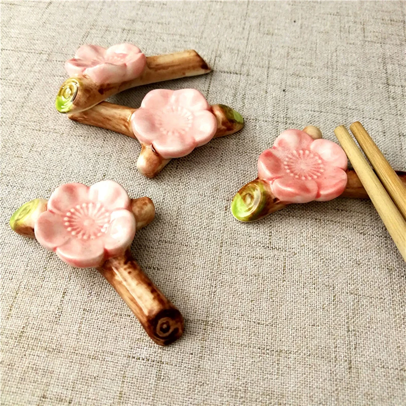 Tableware Rests Sushi Japanese Style Cherry Blossom Chopstick Rest Decorative Chop Sticks Holder Rackceramic