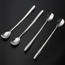 Spoon Small Glod Silver Stainless Steel Tea Coffee Spoon For Yogurt Ice Cream Dessert Long Handled Spoon Cutlery Kitchen