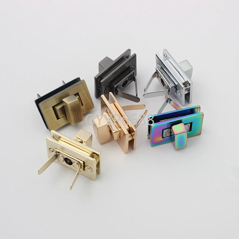 Cerradura cuadrada decorativa para bolsos, accesorios de hardware, giro de cuero, bricolaje, 30 juegos, alta calidad, Envío Gratis, 1 Juego