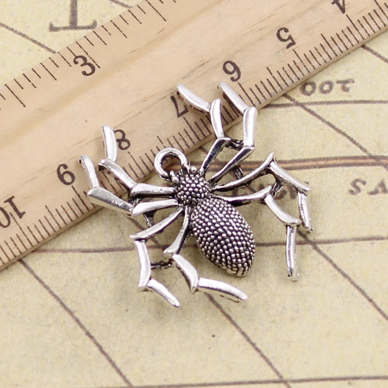 10pcs Charms Spider Halloween 35x32mm Tibetan Bronze Silver Color Pendants Antique Jewelry Making DIY Handmade Craft