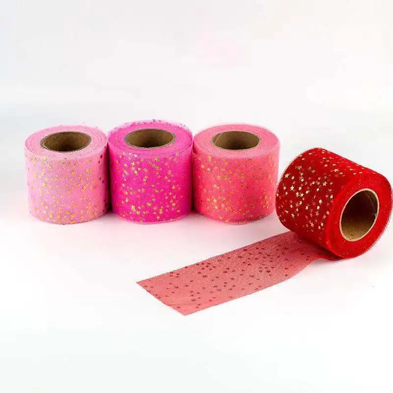 25Yards/Roll Star Tüll Konfetti Glitter Tüll Backen Kuchen Topper Tutu Pom Bogen Soft Pailletten Tüll DIY Hochzeit geburtstag Dekoration