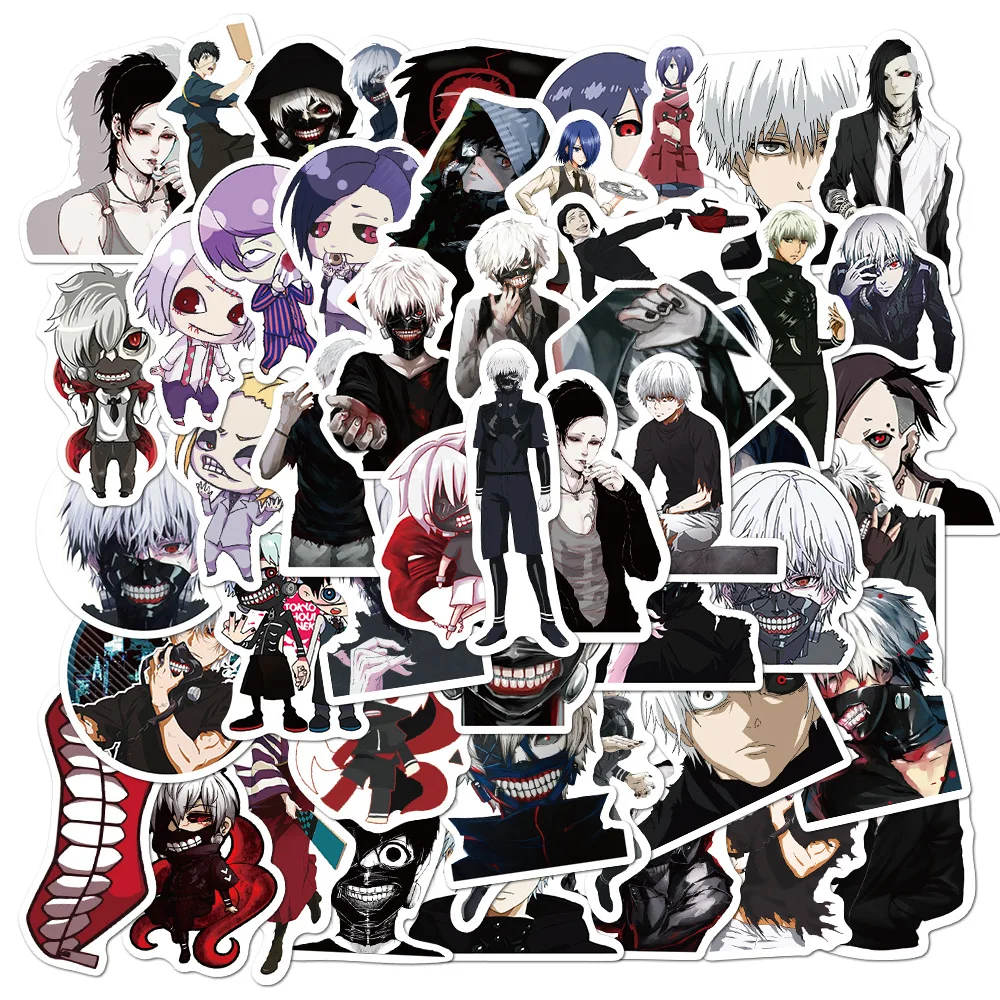 10/30/50pcs Japan Tokyo Ghoul Anime Stickers Laptop Luggage Suicase Skateboard Fridge Phone Waterproof Stickers Kids Gift Decal