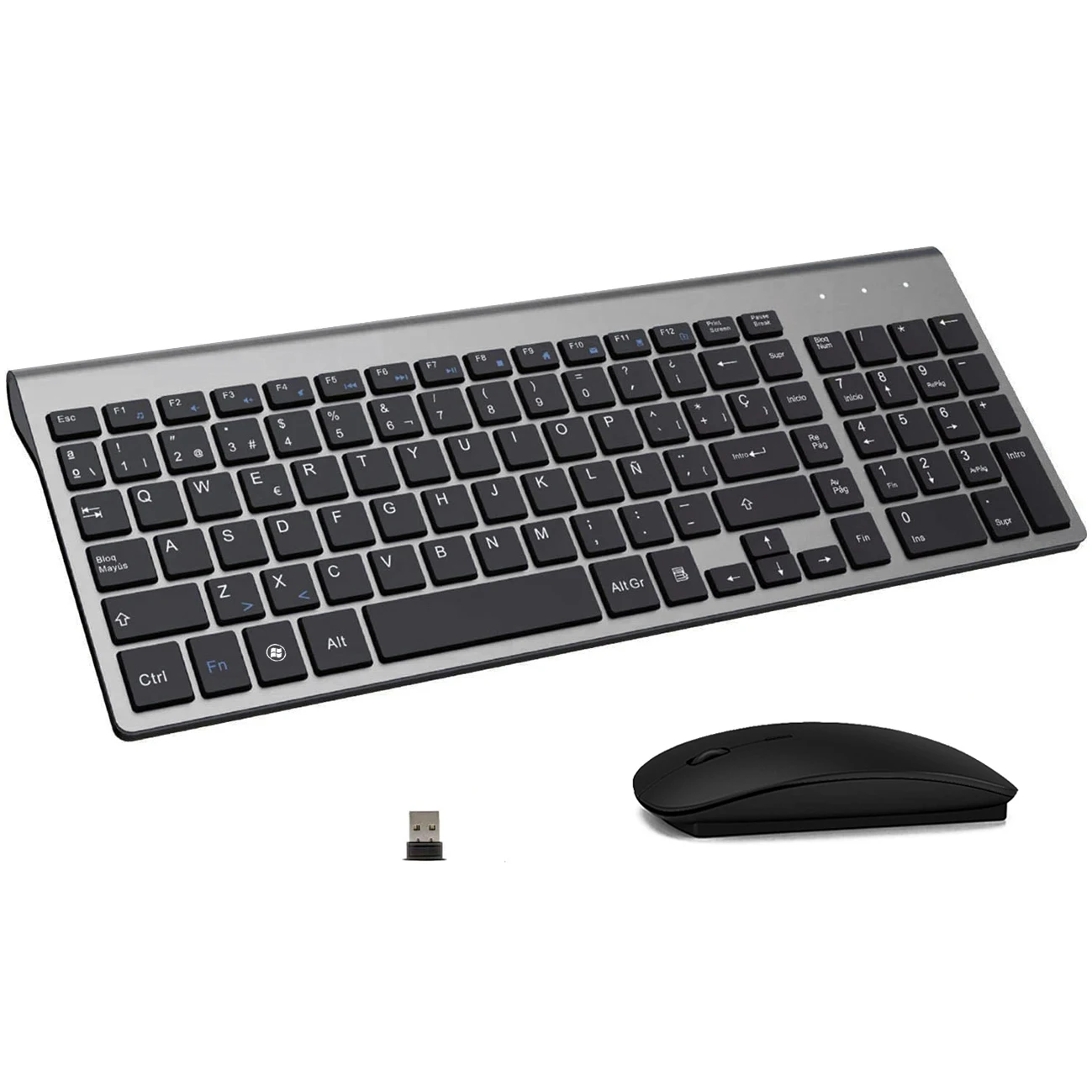 

Ultra Slim Spanish Ñ Layout Wireless Keyboard Mouse Combo Compact 2.4G Silent Teclado Scissor Key for Computer Desktop tv box