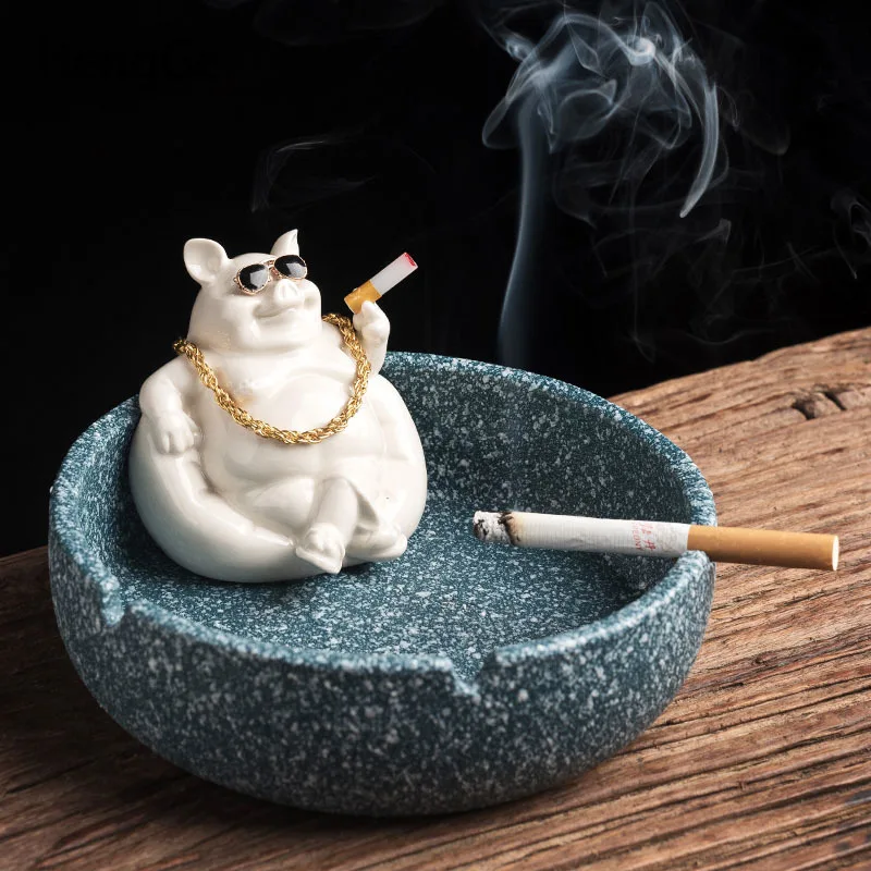 Creativity Rich Pig Ashtray Ceramics Funny Pigs Shape Cigar Ashtrays Ifts for Boyfriend Home Living Room Storage Ornaments