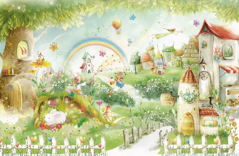 JMINE Div 5D Fairy Village house Garden Full Diamond Painting cross stitch kits art Cartoon 3D paint by diamonds