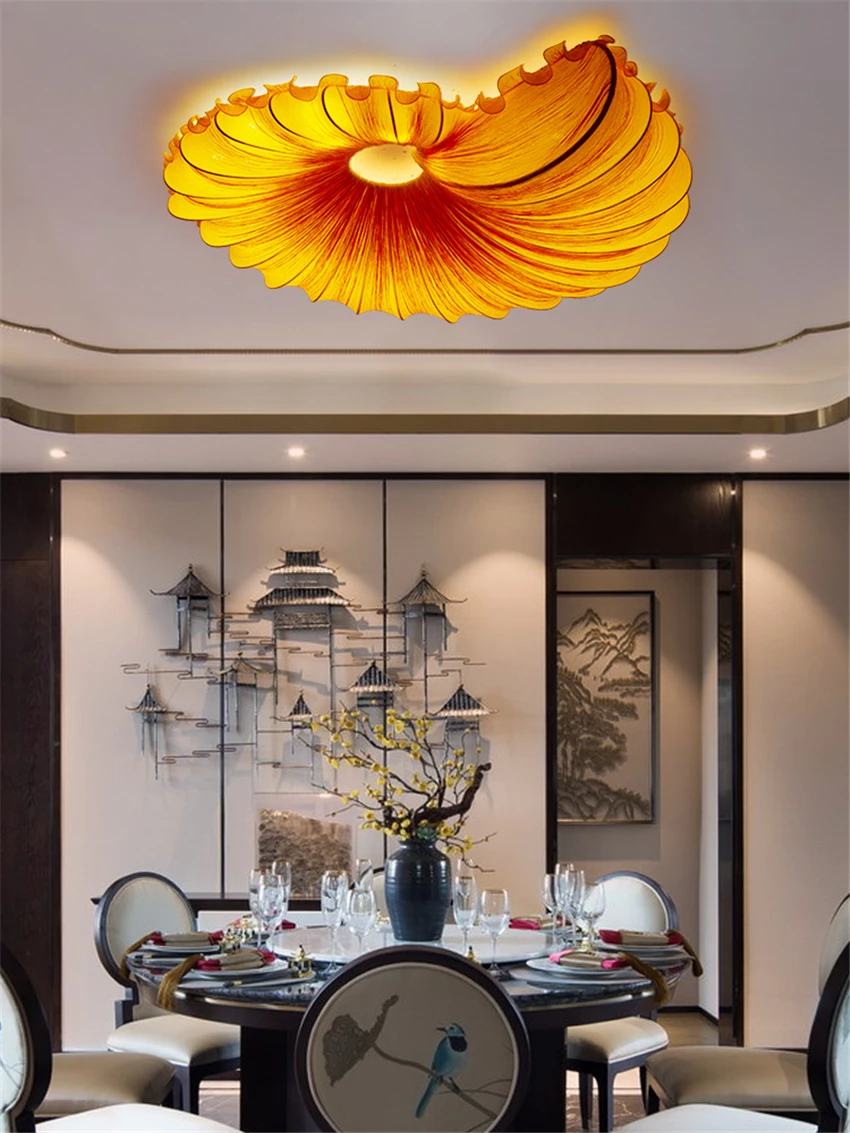 New Chinese conch fabric lampshade ceiling lights living room bedroom cloth color dining room