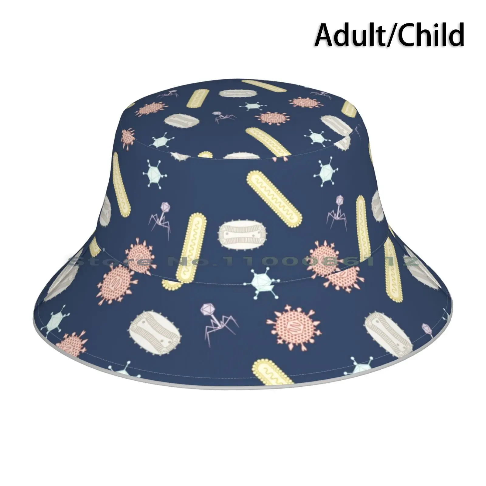 Going Viral Bucket Hat Sun Cap Sciart Virology Bacteriophage Icosahedral Science Microbiology Foldable Outdoor Fisherman Hat