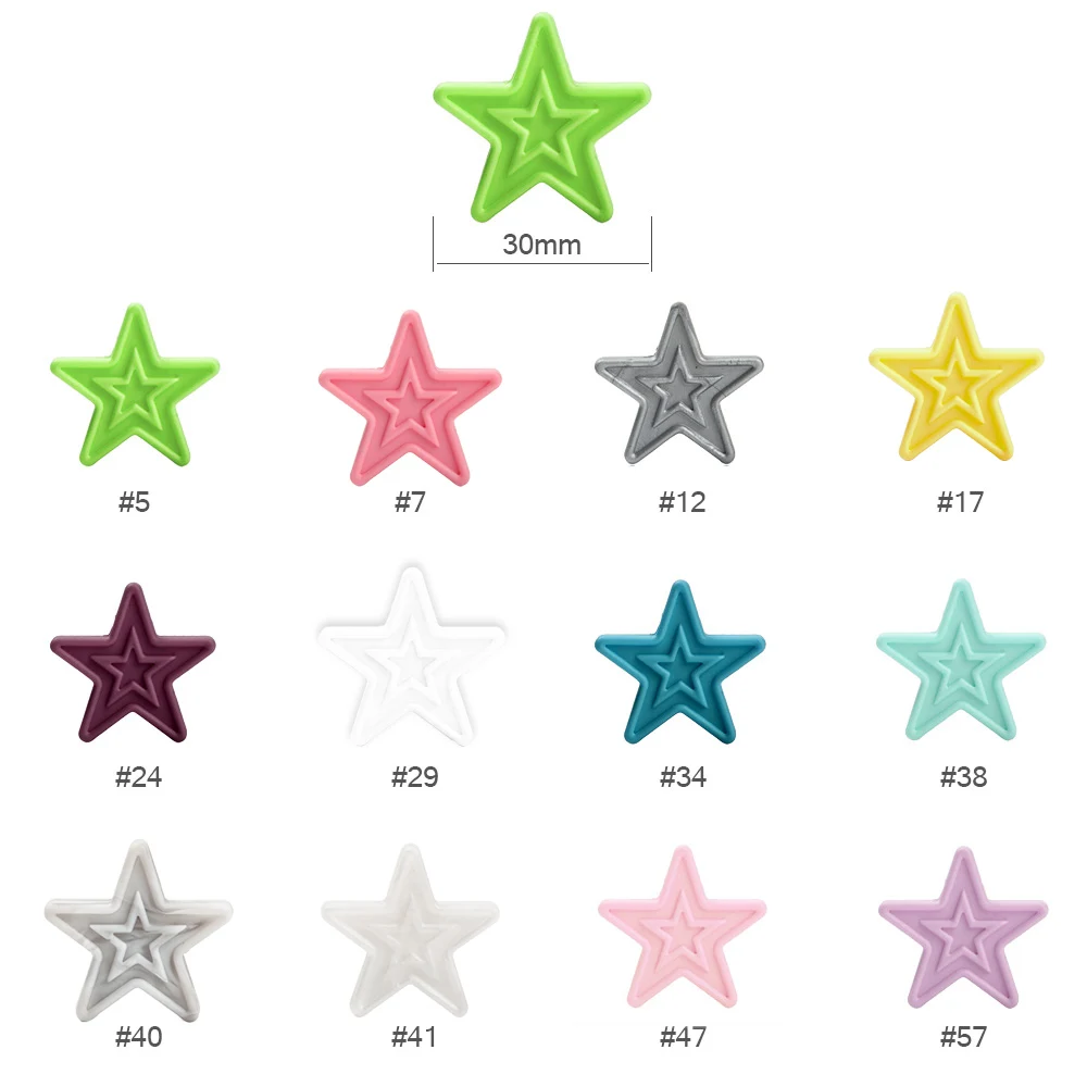 10Pcs Baby Tandjes Bpa Gratis Star Taai Zintuiglijke Siliconen Kralen Ambachten Ketting Voor Hanger Baby Bijtring Speelgoed Diy Gift