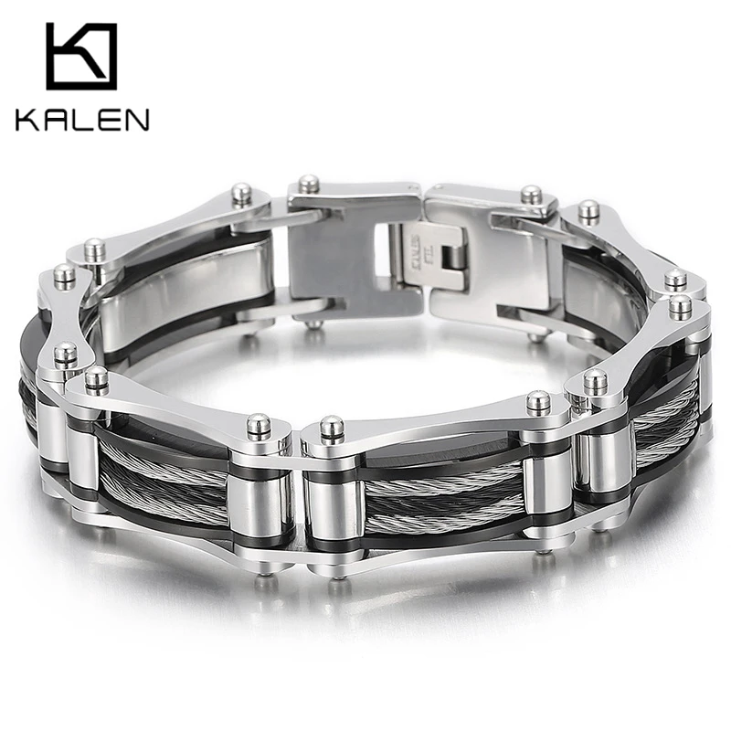 

Kalen Retro Bicycle Chain Stainless Steel Bracelet Men Wrist Band Punk Wristband Stylish Casual Bangle
