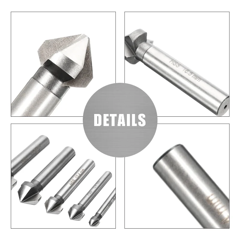 UCHEER 3 Flute 90 degree Countersink Dill HSS Chamfering Milling Cutter Wood Steel Hole Drilling 4.5 to 50mm Chamfer Cutter Tool