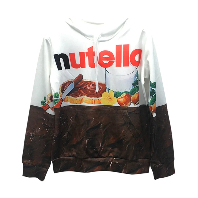 Sudadera con capucha 3d para hombre y mujer, suéter con estampado de Nutella, comida, Hip Hop, estilo informal, a la moda, novedad