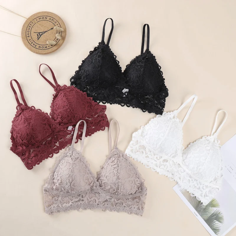 Women Hollow Out Lace Bralette Bras Sexy Beauty Back Seamless Tube Tops Girls Gathered Bras Underwear  2021