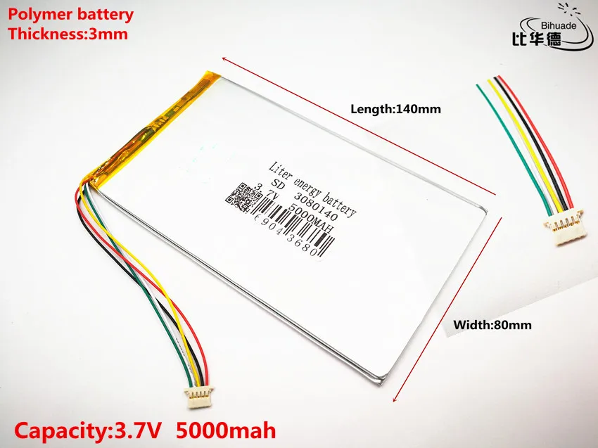 5P2.0 Tốt Lượng Cao 2 Chiếc Máy Tính Bảng Pin 3.7V 5000 MAh 3080140 Polymer Lithium Ion/Pin Li-ion Cho máy Tính Bảng Pin