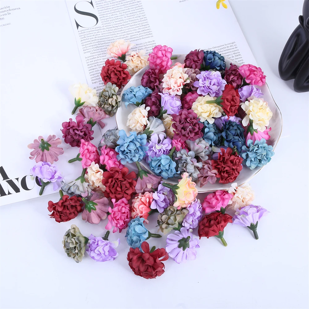 10/30/30Pcs Wholesale Artificial Mini Hydrangea Flower Head For Crafts Carnation Party Home Wedding DIY Wreaths Festival Decor