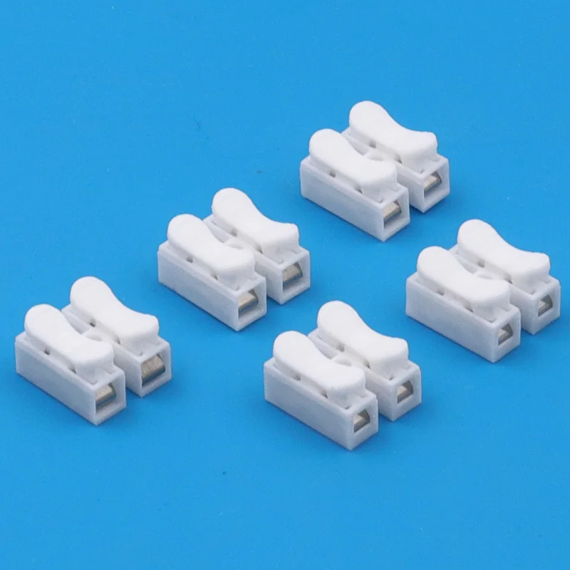 Bloque de terminales resistente a alta presión, conector de Cable de empuje rápido de 2 pines, Terminal de cableado blanco, 10A, 220V, 20 unidades por lote