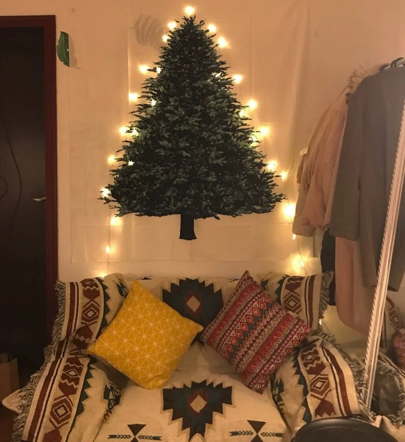 Panno d'attaccatura del fondo di fotografia del panno d'attaccatura della decorazione di giorno di natale del panno del fondo dell'albero di natale di INS