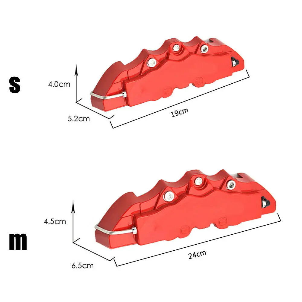 Car Truck Disc Brake Caliper Covers 1 pair 3D Auto Front Rear Disc Brake Caliper Cover Decoration Universal Kit Red Brake Cover