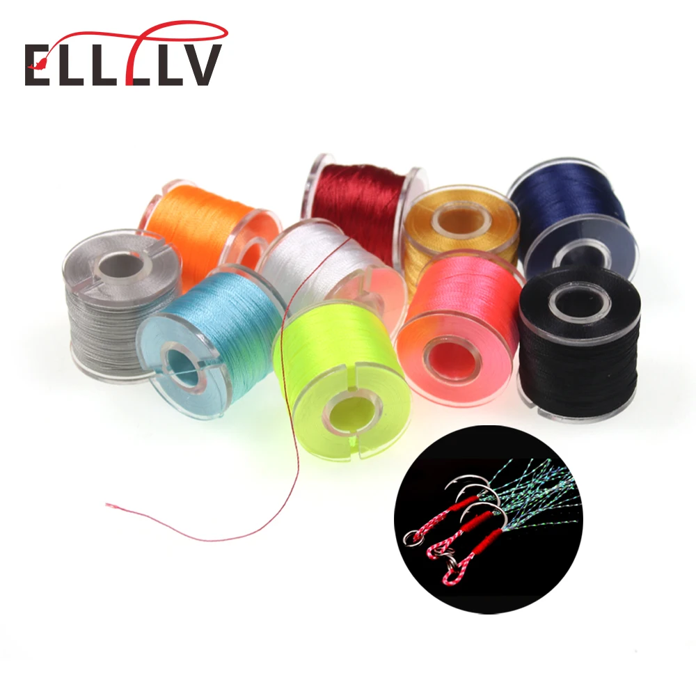 

Elllv 120D 150D Binding Thread for Metal Jig Assist Hooks Fluorescent DIY Hand-knotted Thread Sea Fishing Lure Tying Material