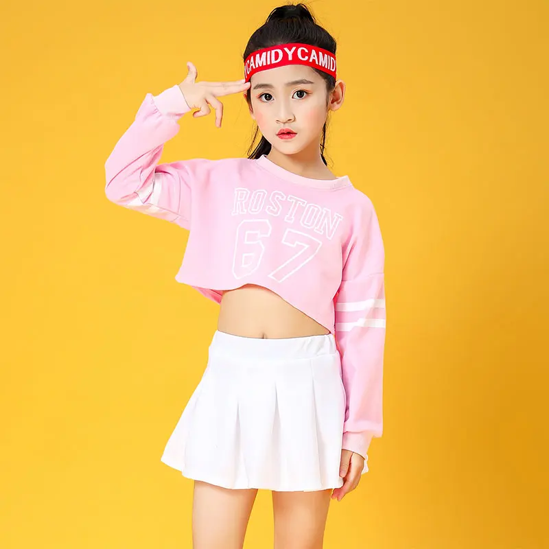 Children Hip Hop Clothes Kids Girls Jazz Street Dance Costume Spring Summer Tops And Skirt Set Ballroom Dancewear Stage Outfit