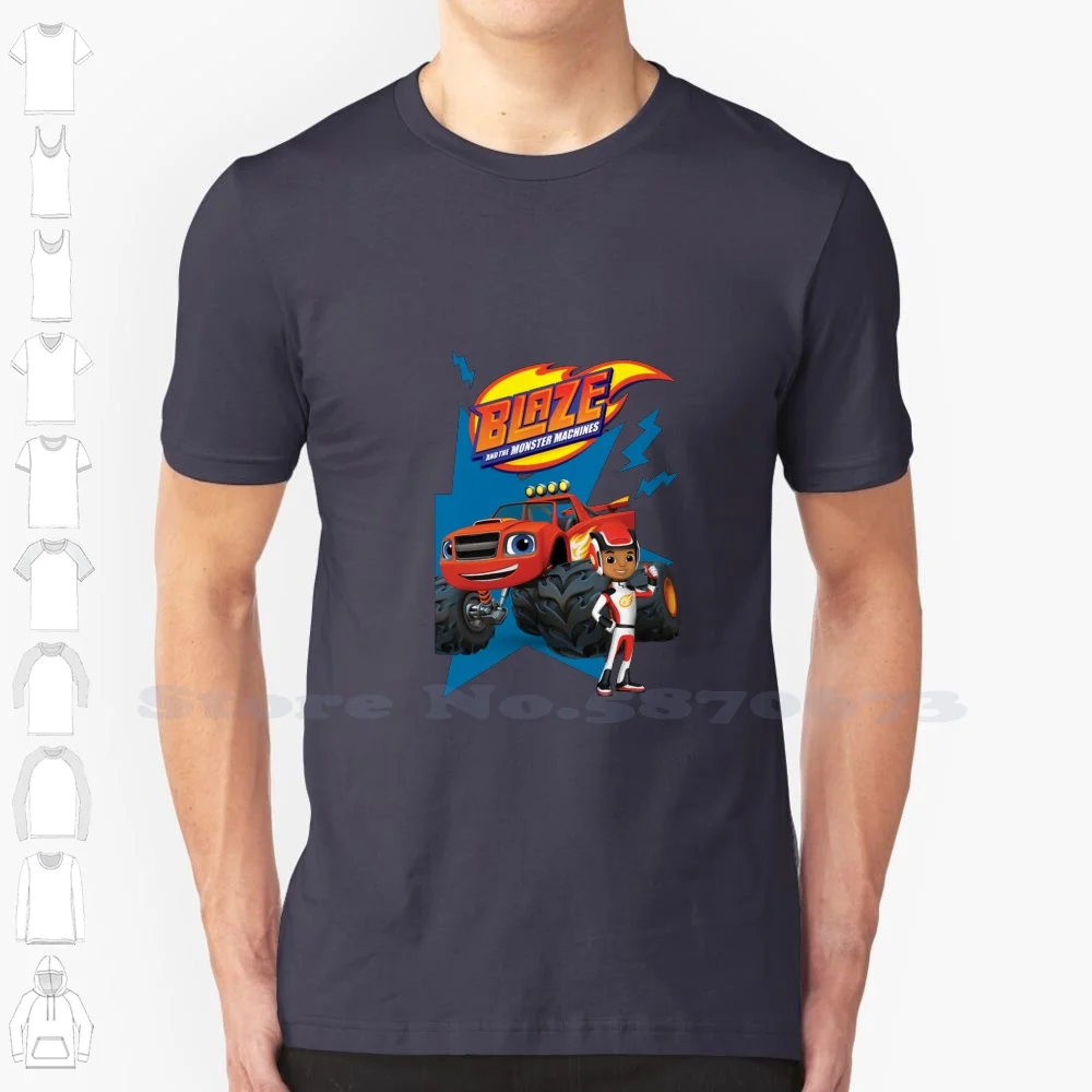 Blaze And The Monster-Machines 100% Cotton T-Shirt Miscellaneous Racing Others Preschool Adventure Film Play Vehicle