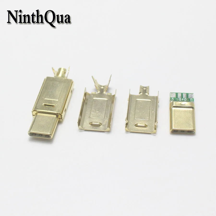 1pcs 4Pin USB Type-C Gold-plated Male Plug USBC DIY Self-repair Welding Charging Data Line Parts type C Connector for Phone