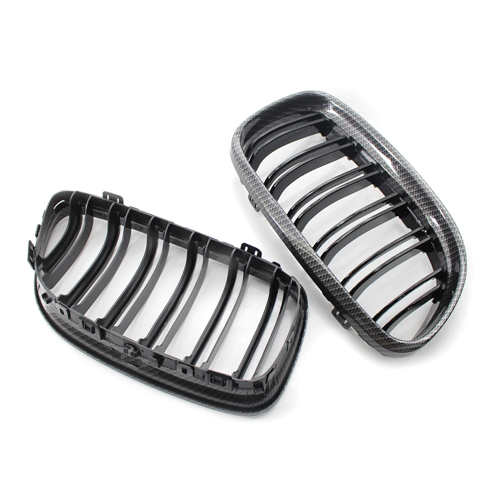 Grille de pare-chocs avant de voiture pour BMW, fibre de carbone, look, calandre, BMW E90, E91, série 3, 320i, 325i, 328i, 330i, 2009-2012, 1 paire